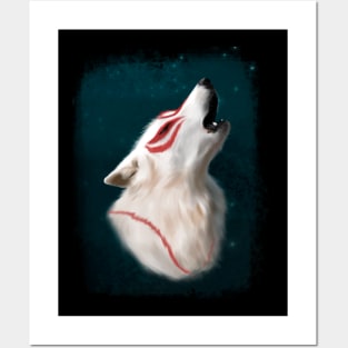 Okami Amaterasu howling portrait Posters and Art